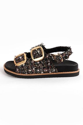 صندل مشکی زنانه پاشنه تخت Liza Shoes - کد 837848014
