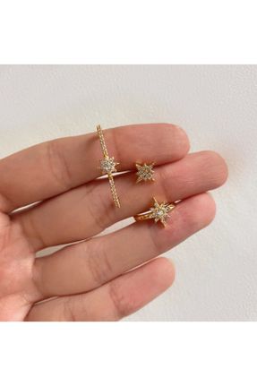 گوشواره جواهر طلائی روکش طلا کد 122678976