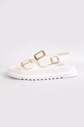 صندل سفید زنانه پاشنه تخت Liza Shoes - کد 837877763