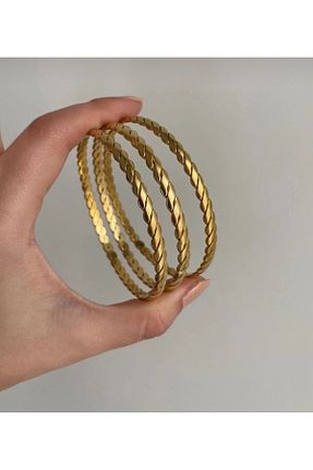 دستبند استیل (فولاد) طلائی زنانه استیل (فولاد) SUAR - کد 789333677