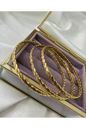 دستبند استیل (فولاد) طلائی زنانه استیل (فولاد) SUAR - کد 789333677