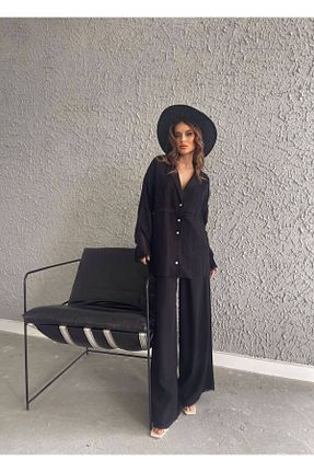 ست بالاتنه و پائین تنه مشکی زنانه بافتنی Butik - کد 795535175