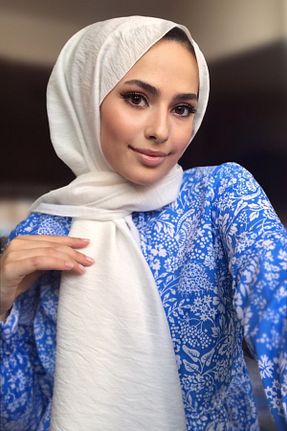 شال سفید زنانه پنبه ای Esarp Center - کد 66277268