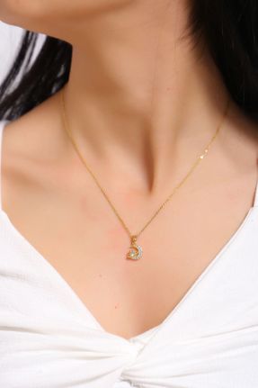 گردنبند جواهر طلائی زنانه استیل ضد زنگ کد 819266189