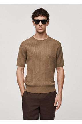 تیشرت قهوه ای مردانه رگولار MANGO Man - کد 824220342