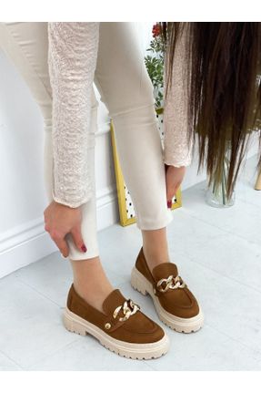کفش لوفر قهوه ای زنانه جیر پاشنه کوتاه ( 4 - 1 cm ) کد 457097745
