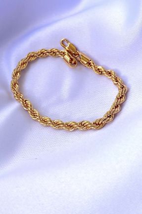 دستبند جواهر طلائی زنانه فولاد ( استیل ) کد 778783609