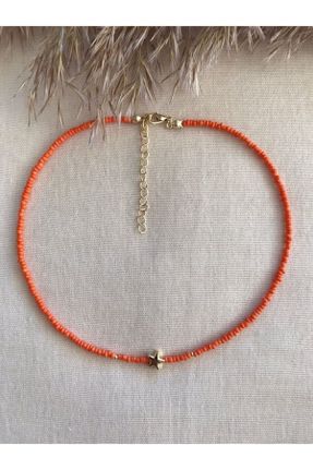 گردنبند جواهر نارنجی زنانه سنگی کد 367817680