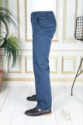 شلوار آبی مردانه فاق بلند پاچه لوله ای پنبه (نخی) جین کلاسیک کد 769836673