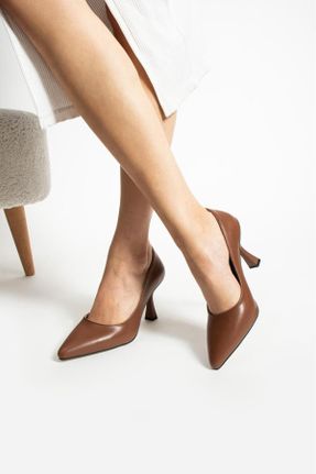 کفش پاشنه بلند کلاسیک قهوه ای زنانه چرم پاشنه ضخیم پاشنه متوسط ( 5 - 9 cm ) کد 835666510
