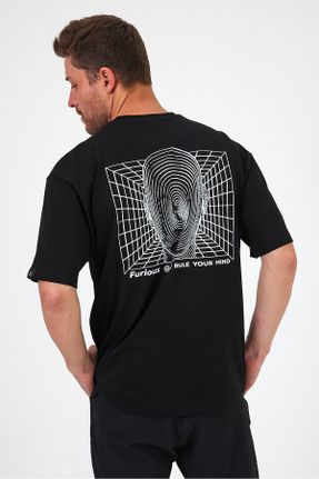 تی شرت مشکی مردانه اورسایز یقه گرد تکی بیسیک کد 831151787