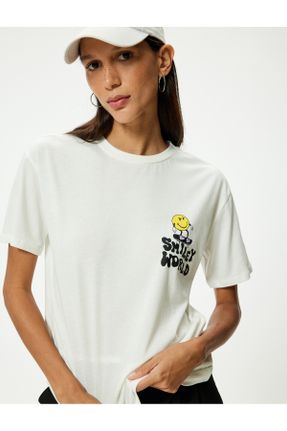 تی شرت نباتی زنانه ریلکس یقه گرد تکی کد 837998625