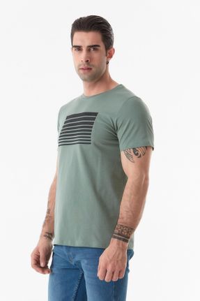 تی شرت خاکی مردانه رگولار یقه گرد کد 814305923