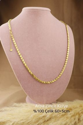 گردنبند استیل طلائی زنانه فولاد ( استیل ) کد 815720816