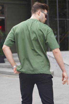 تی شرت خاکی مردانه اورسایز یقه گرد پلی استر تکی بیسیک کد 666696169