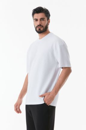 تی شرت سفید مردانه رگولار یقه گرد کد 825257488