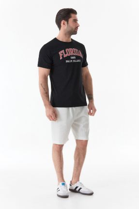 تی شرت مشکی مردانه رگولار یقه گرد پنبه - پلی استر کد 818482910
