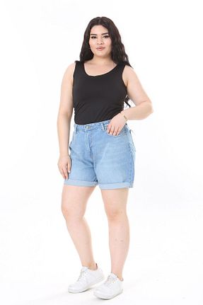 شلوار جین سایز بزرگ آبی زنانه فاق بلند Şans - کد 833410322