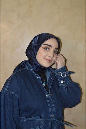 شال سرمه ای زنانه پنبه پلی استر Silk Pearl - کد 826838944