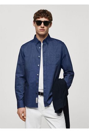 پیراهن آبی مردانه رگولار MANGO Man - کد 787875793