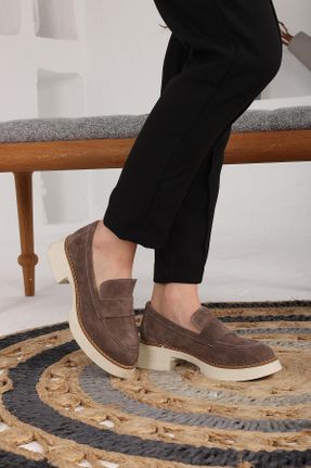 کفش کژوال قهوه ای زنانه چرم طبیعی پاشنه کوتاه ( 4 - 1 cm ) پاشنه ساده کد 786073445
