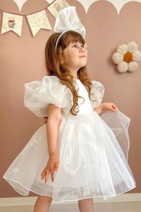 لباس سفید بچه گانه بافتنی ساتن رگولار آستین-کوتاه کد 721919599