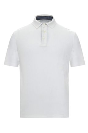 تی شرت سفید مردانه رگولار یقه پولو کد 824045392