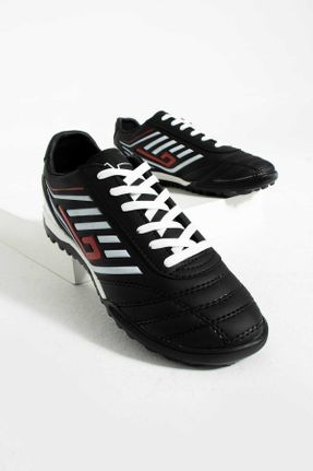 کفش فوتبال چمن مصنوعی مشکی مردانه چرم مصنوعی کد 680118483