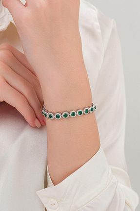 دستبند نقره سبز زنانه 925 عیار Tmt Silver - کد 837966102