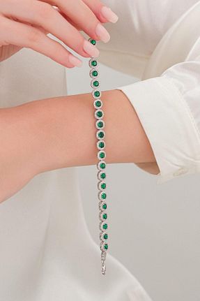 دستبند نقره سبز زنانه 925 عیار Tmt Silver - کد 837966102