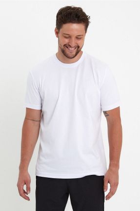تی شرت سفید مردانه یقه گرد رگولار تکی بیسیک کد 742457731