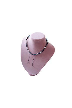 گردنبند استیل ( فولاد ) آبی زنانه سنگ طبیعی GİZEMLİ DOĞAL TAŞ - کد 838001651