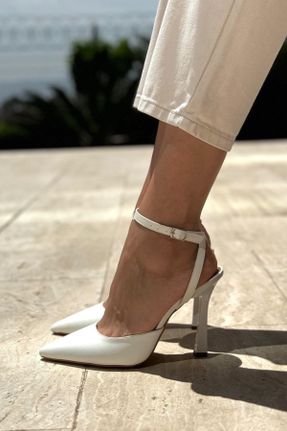 کفش پاشنه بلند کلاسیک سفید زنانه چرم مصنوعی پاشنه نازک پاشنه بلند ( +10 cm) کد 835491035