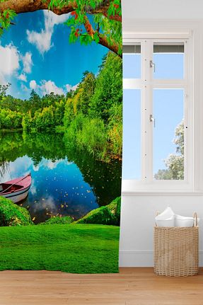 پرده زمینه سبز مخمل EVSEHOMES - کد 782513950