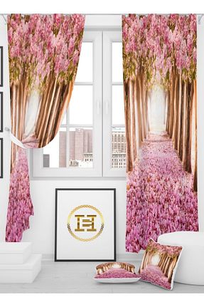 پرده زمینه صورتی پلی استر EVSEHOMES - کد 140892882