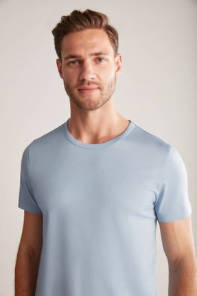 تی شرت سرمه ای مردانه رگولار یقه گرد کد 812033522