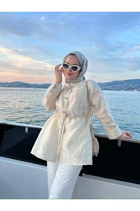 بلوز حجاب بژ زنانه ویسکون tafta - کد 837991712