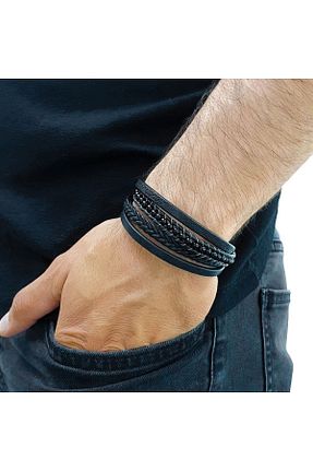 دستبند استیل (فولاد) مشکی مردانه استیل (فولاد) Caseras - کد 643995057