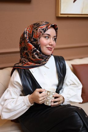 روسری نارنجی İpek Tivil Silk Home - کد 838005657