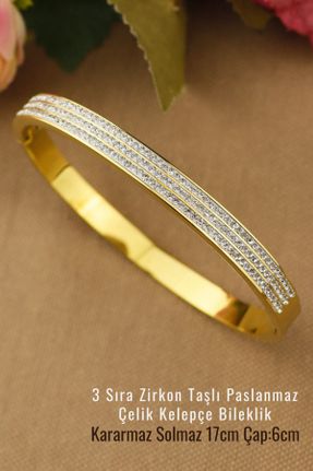 دستبند استیل طلائی زنانه استیل ضد زنگ کد 824065865
