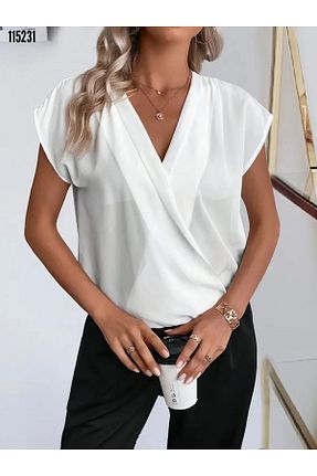 بلوز سفید زنانه ساده Cbm - کد 838041016