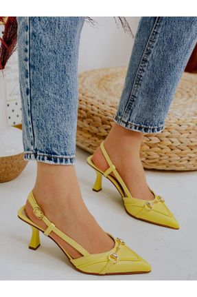 کفش استایلتو زرد پاشنه نازک پاشنه متوسط ( 5 - 9 cm ) کد 308031414
