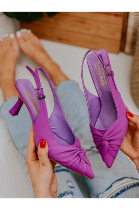 کفش پاشنه بلند کلاسیک بنفش زنانه ساتن پاشنه نازک پاشنه متوسط ( 5 - 9 cm ) کد 315153497
