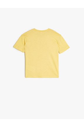 تی شرت زرد بچه گانه رگولار یقه گرد تکی کد 836235358