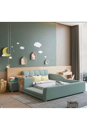 تخت خواب بچه گانه و مونته سوری سبز MDF Puf Bebe - کد 834994681