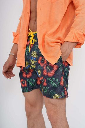 شلوارک ساحلی نارنجی مردانه پلی استر GOEZ PARIS - کد 835883226