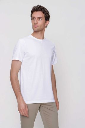 تی شرت سفید مردانه اسلیم فیت یقه گرد تکی بیسیک کد 290705379