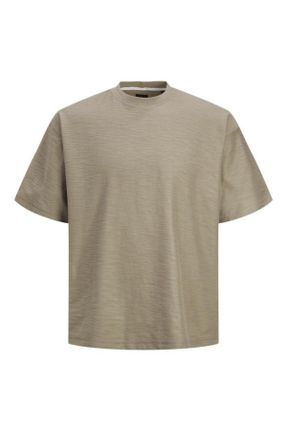 تی شرت قهوه ای مردانه یقه گرد رگولار کد 828414173