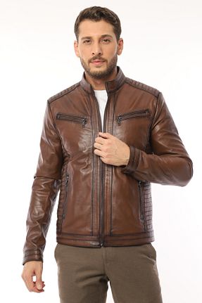 کاپشن قهوه ای مردانه اسلیم فیت Fatih Deri - کد 838153760