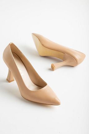 کفش پاشنه بلند کلاسیک بژ زنانه چرم مصنوعی SUENO SHOES - کد 356703046